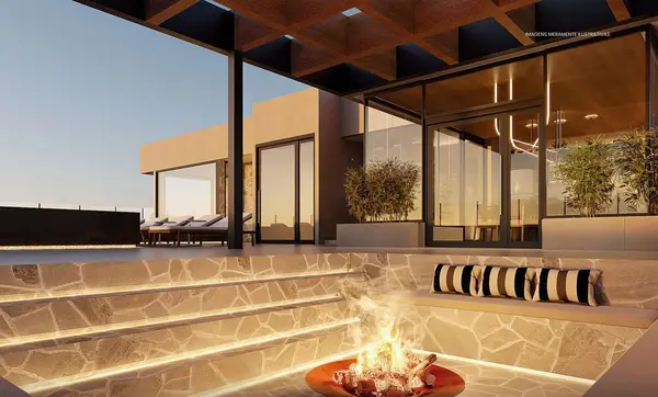 Lounge com fogueira do Residencial Park Avenue